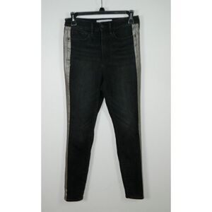 Athleta Jeans‎ Size 4P Black Silver Tuxedo Stripe Sculptek Ultra Skinny Metallic